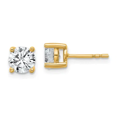 Diamond2deal 14k Yellow Gold 1 1/2 Ct Round Lab Grown Diamond Stud Earrings Vs Clarity, G-h Color In White