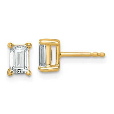 Diamond2deal 14k Yellow Gold 1 1/2 Ctw Lab Grown Diamond Emerald Stud Earrings