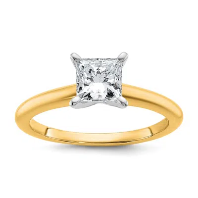 Diamond2deal 14k Yellow Gold 1 Ct Certified Princess Lab Grown Diamond Solitare Engagement Ring