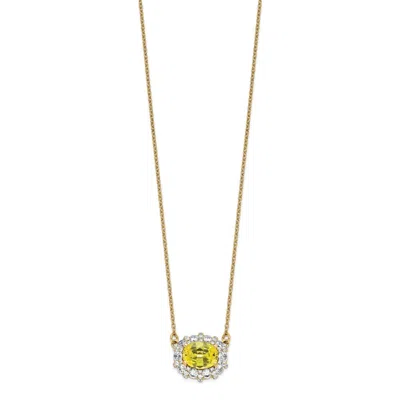 Diamond2deal 14k Yellow Gold 1 Ct Lab Grown Diamond And Created Yellow Sapphire Pendant Necklace