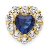 Diamond2deal 14k Yellow Gold 1 Ct Lab Grown Diamond And Lab Created Blue Sapphire Heart Halo Chain Slide Pendant In Yellow