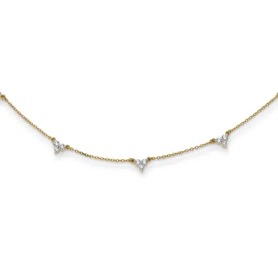 Diamond2deal 14k Yellow Gold 1 Ct Lab Grown Diamond Multi Station Necklace 18" Clarity Vs, Color D-e