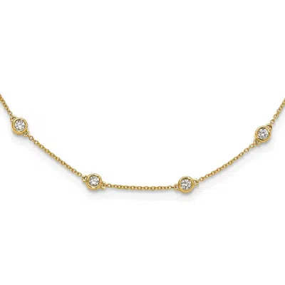 Diamond2deal 14k Yellow Gold 1 Ct Lab Grown Diamond Sixteen Station Necklace 16" Clarity Vs, Color D-e