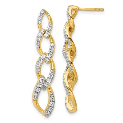 Diamond2deal 14k Yellow Gold 1 Ct Lab Grown Diamond Twisted Link Dangle Earrings Vs Clarity, G-h Color In White
