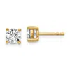 Diamond2deal 14k Yellow Gold 1 Ct Round Lab Grown Diamond Stud Earrings Vs Clarity, G-h Color In Yellow
