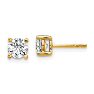 Diamond2deal 14k Yellow Gold 1 Ct Round Lab Grown Diamond Stud Earrings Vs Clarity, G-h Color