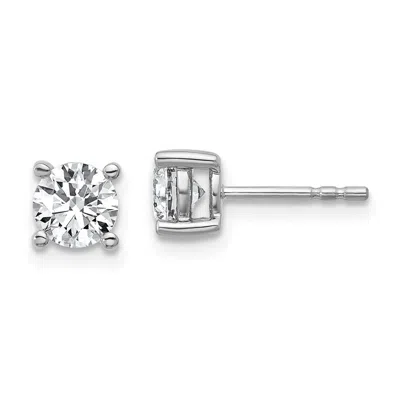 Diamond2deal 14k Yellow Gold 1 Ct Round Lab Grown Diamond Stud Earrings Vs Clarity, G-h Color In White