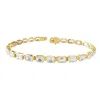 Diamond2deal 18k Vermeil Plated Silver 10 Ct Radiant Cut Lab Grown Diamond Fancy Tennis Bracelet 7"  In Gold