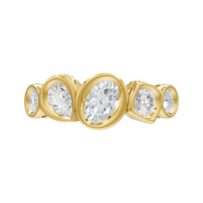 Diamond2deal 14k Yellow Gold 1.03 Ct Multi-shape Lab Grown Diamond 5-stone Ring Size 7