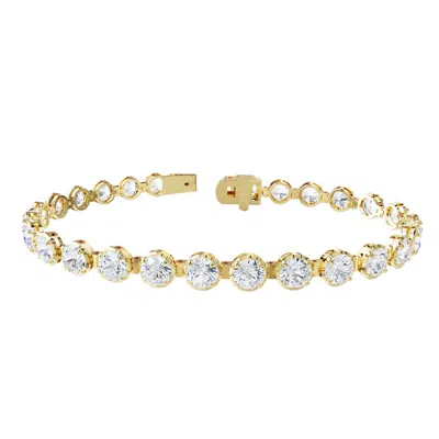 DIAMOND2DEAL DIAMOND2DEAL 14K YELLOW GOLD 10.30 CT ROUND LAB GROWN DIAMOND TENNIS BRACELET 7" VVS-VS