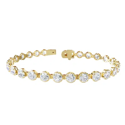 Diamond2deal 14k Yellow Gold 10.30 Ct Round Lab Grown Diamond Tennis Bracelet 7" Vvs-vs, E-f