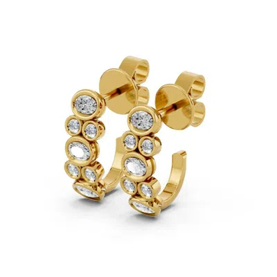 Diamond2deal 14k Yellow Gold 1.06 Ct Multi-shape Lab Grown Diamond J-hoop Earrings