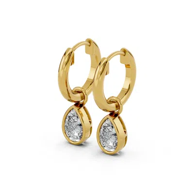 Diamond2deal 14k Yellow Gold 1.08 Ct Pear Lab Grown Diamond Hoop Earrings