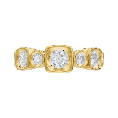Diamond2deal 14k Yellow Gold 1.08 Ct Round Lab Grown Diamond Fancy 7-stone Ring Size 7