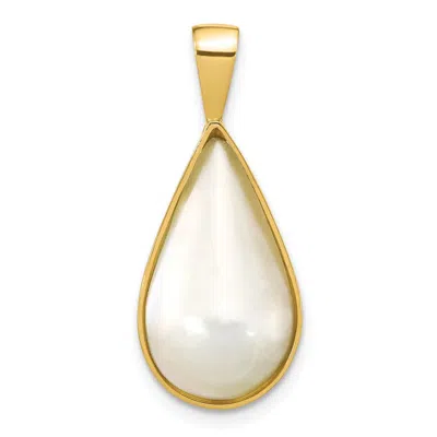 Diamond2deal 14k Yellow Gold 10x18mm White Teardrop Saltwater Mabe Pearl Pendant