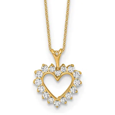 Diamond2deal 14k Yellow Gold 1/2 Ct Lab Grown Diamond Heart Pendant Necklace 18" Clarity Vs, Color G-h