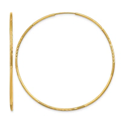 Diamond2deal 14k Yellow Gold 1.25mm Diamond-cut Round Hoop Earrings 51 Mm In Metallic