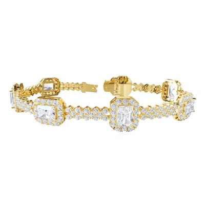 DIAMOND2DEAL 14K YELLOW GOLD 13 CARAT RADIANT CUT LAB GROWN DIAMOND FANCY BANGLE BRACELET 7"
