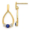 Diamond2deal 14k Yellow Gold 1/3 Ct Lab Grown Diamond And Created Sapphire Dangle Teardrop Earrings In Yellow