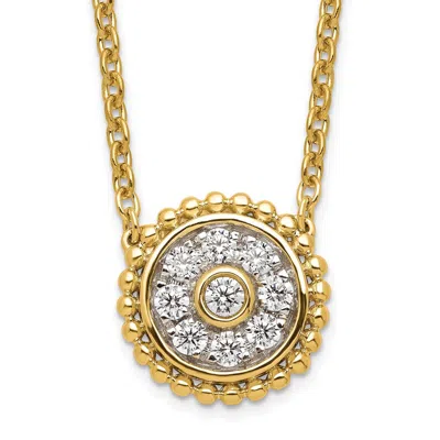 Diamond2deal 14k Yellow Gold 1/3 Ct Lab Grown Diamond Circle Pendant Necklace 18" Clarity Vs, Color G-h