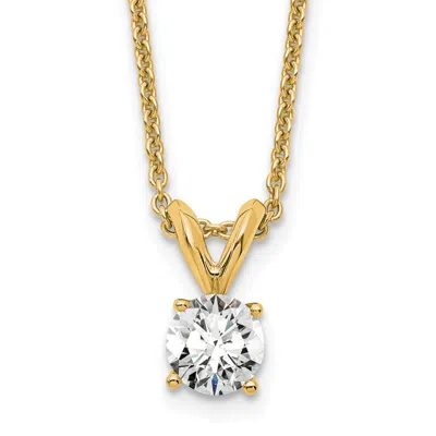 Diamond2deal 14k Yellow Gold 1/3 Ct Round Lab Grown Diamond Solitaire Pendant Necklace 18" Clarity Vs, Color D-e