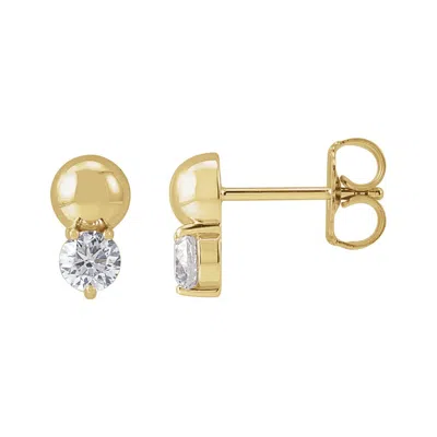 Diamond2deal 14k Yellow Gold 1/3ct Lab-grown Diamond Bead Earring Clarity Si, Color G-h