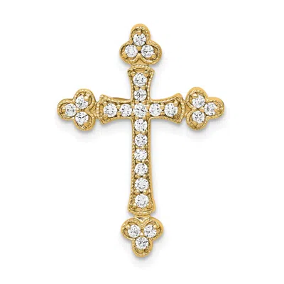 Diamond2deal 14k Yellow Gold 1/4 Carat Diamond Budded Cross Chain Slide