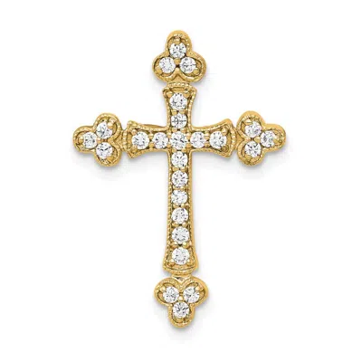 Diamond2deal 14k Yellow Gold 1/4 Carat Diamond Budded Cross Chain Slide