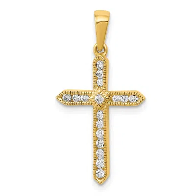 Diamond2deal 14k Yellow Gold 1/4 Carat Lab Grown Diamond Cross Pendant