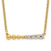 Diamond2deal 14k Yellow Gold 1/4 Ct Lab Grown Diamond Beaded Bar Necklace 18" Clarity Vs, Color G-h In Yellow