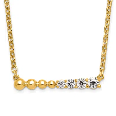 Diamond2deal 14k Yellow Gold 1/4 Ct Lab Grown Diamond Beaded Bar Necklace 18" Clarity Vs, Color G-h