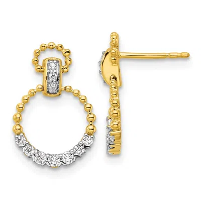 Diamond2deal 14k Yellow Gold 1/4 Ct Lab Grown Diamond Dangle Earrings Vs Clarity, G-h Color In White