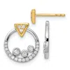 Diamond2deal 14k Yellow Gold 1/4 Ct Lab Grown Diamond Triangle Stud Earrings With Circle Dangle Earring Jacket In Yellow