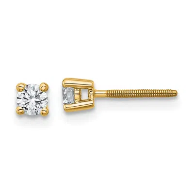 Diamond2deal 14k Yellow Gold 1/4 Ct Round Lab Grown Diamond Stud Earrings Screw Back Vs Clarity, G-h Color