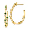 Diamond2deal 14k Yellow Gold 1/5 Ct Lab Grown Diamond And Emerald Hoop Earrings Vs Clarity, D-e Color In Yellow