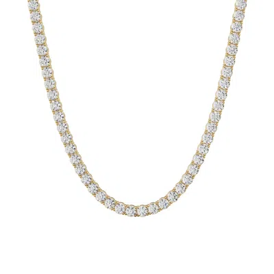 Diamond2deal 14k Yellow Gold 15 Ct Lab Grown Diamond Light Weight Straight Line Tennis Necklace In Metallic