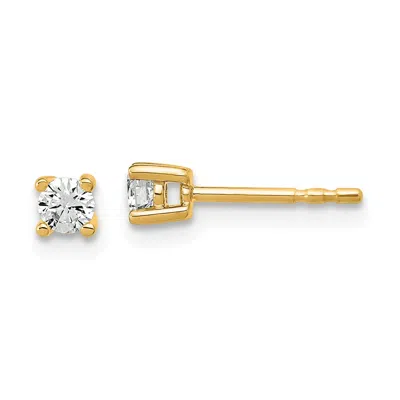 Diamond2deal 14k Yellow Gold 1/5 Ct Round Lab Grown Diamond Stud Earrings Vs Clarity, D-e Color In White