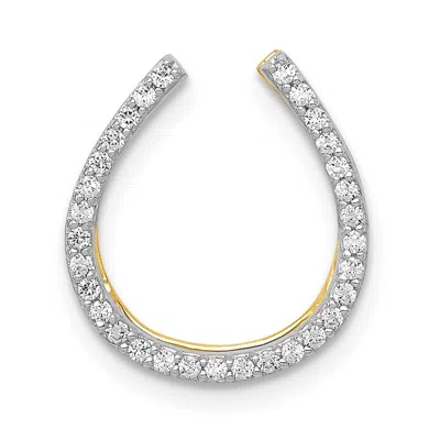 Diamond2deal 14k Yellow Gold 1/6 Carat Diamond Horseshoe Chain Slide In Silver