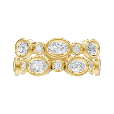 Diamond2deal 14k Yellow Gold 1.68 Ct Oval Lab Grown Diamond Wedding Band Ring Size 7