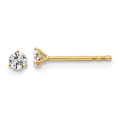 Diamond2deal 14k Yellow Gold 1/7 Ct Round Lab Grown Diamond Stud Earrings Vs Clarity, D-e Color