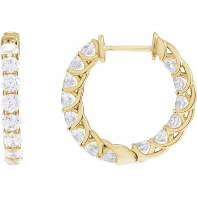 Diamond2deal 14k Yellow Gold 2 1/5ct Lab-grown Diamond Inside-outside Hoop Earrings Clarity Si, Color G-h