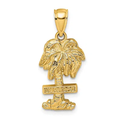Diamond2deal 14k Yellow Gold 2-d Curacao On Palm Tree Charm