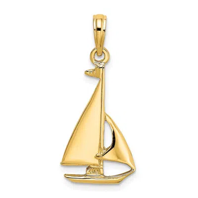 Diamond2deal 14k Yellow Gold 2-d Polished Sailboat Charm Pendant In Metallic