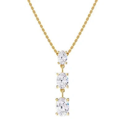 Diamond2deal 14k Yellow Gold 2.20 Ct Oval Cut Lab Grown Diamond Pendant Necklace 18" Chain Vvs-vs