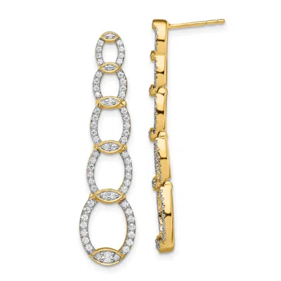 Diamond2deal 14k Yellow Gold 2/3 Ct Lab Grown Diamond Drop Dangle Earrings Vs Clarity, G-h Color In White