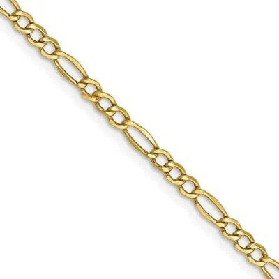 Pre-owned Diamond2deal 14k Yellow Gold 2.5mm Semi-solid Figaro 16" Chain Necklace