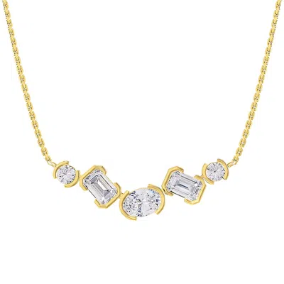 Diamond2deal 14k Yellow Gold 2.6 Ct Multi Shape Lab Grown Diamond Pendant Necklace 18" Chain Vvs-vs