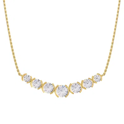 Diamond2deal 14k Yellow Gold 2.8 Ct Round Lab Grown Diamond Pendant Necklace 18" Chain Vvs-vs, E-f