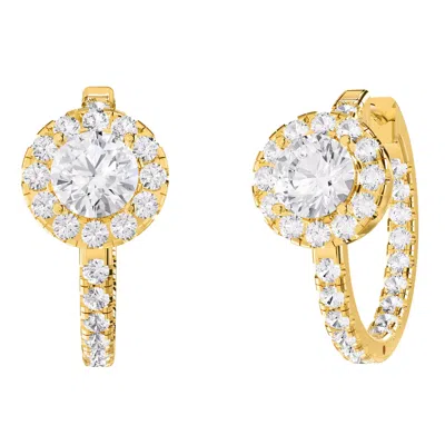 Diamond2deal 14k Yellow Gold 2.80 Ct Lab Grown Diamond Hoop Earrings Vvs-vs, E-f