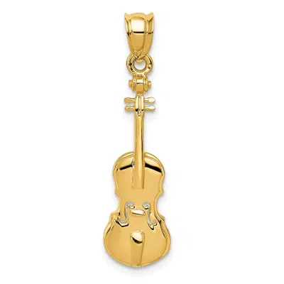Diamond2deal 14k Yellow Gold 2d Violin Charm